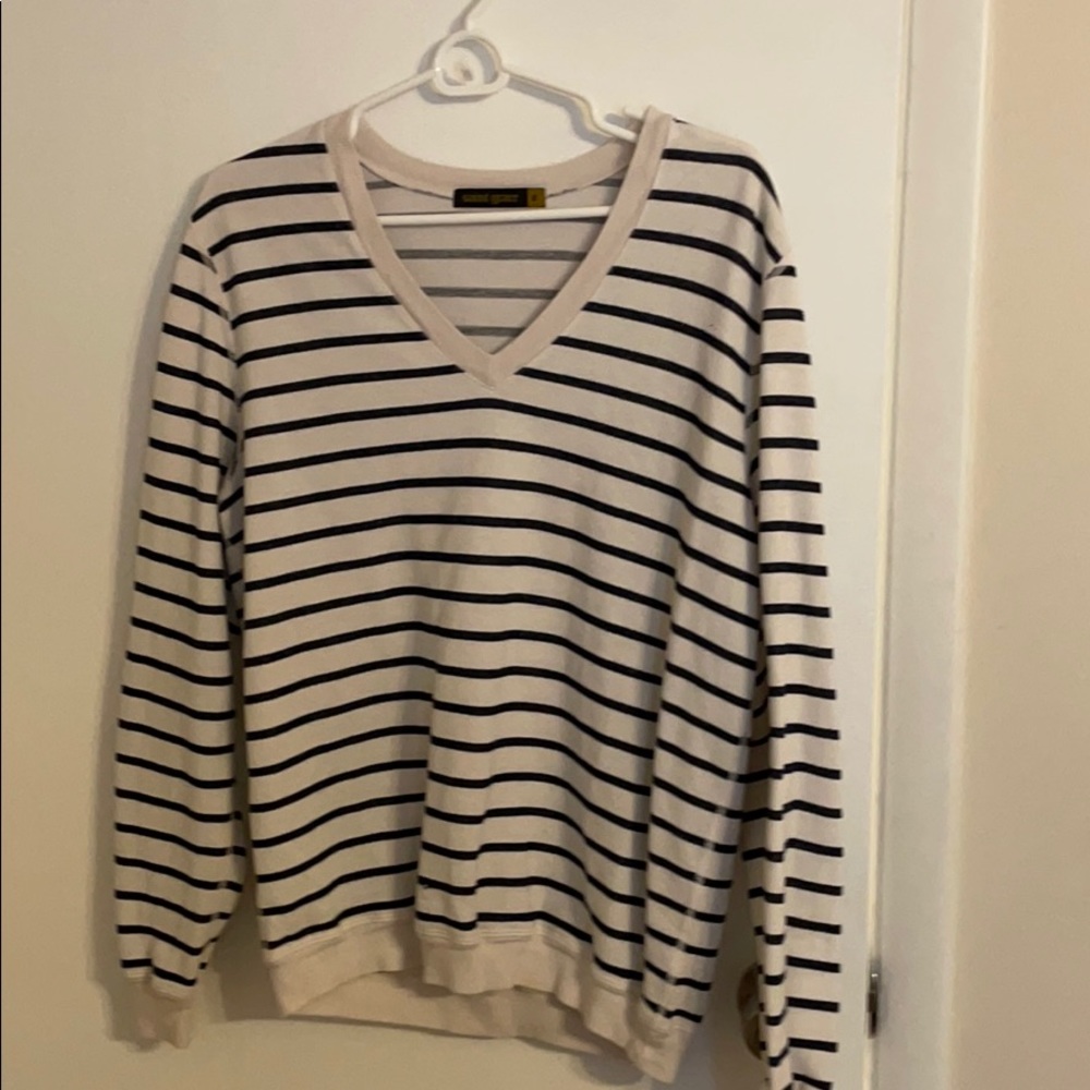 Navy and white v neck sweatshirt